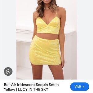 Lucy in the Sky Bel Air Iridescent Yellow Sequin Set